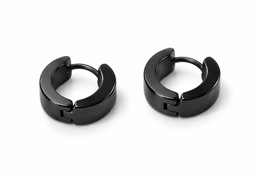 STYLIT Zedd Black Chunky Huggie Hoop Earrings for Men