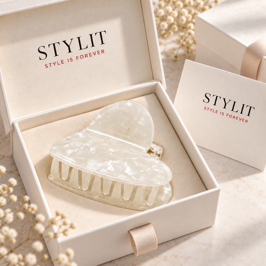 STYLIT Pearl Ivory Sculpted Hair Claw Clip for Women