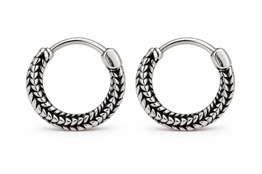STYLIT VANTA Men's Silver-Tone Huggie Earrings