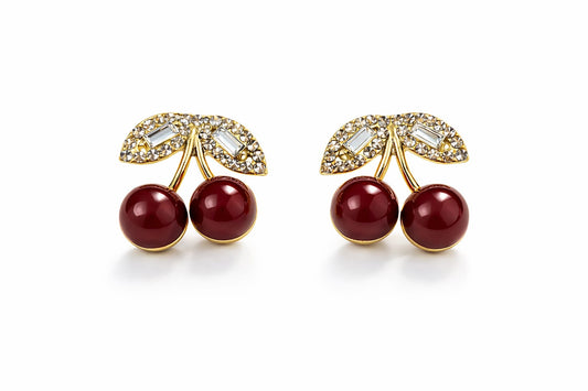 STYLIT Cherry Luxe Crystal Stud Earrings