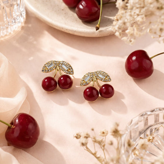 STYLIT Cherry Luxe Crystal Stud Earrings